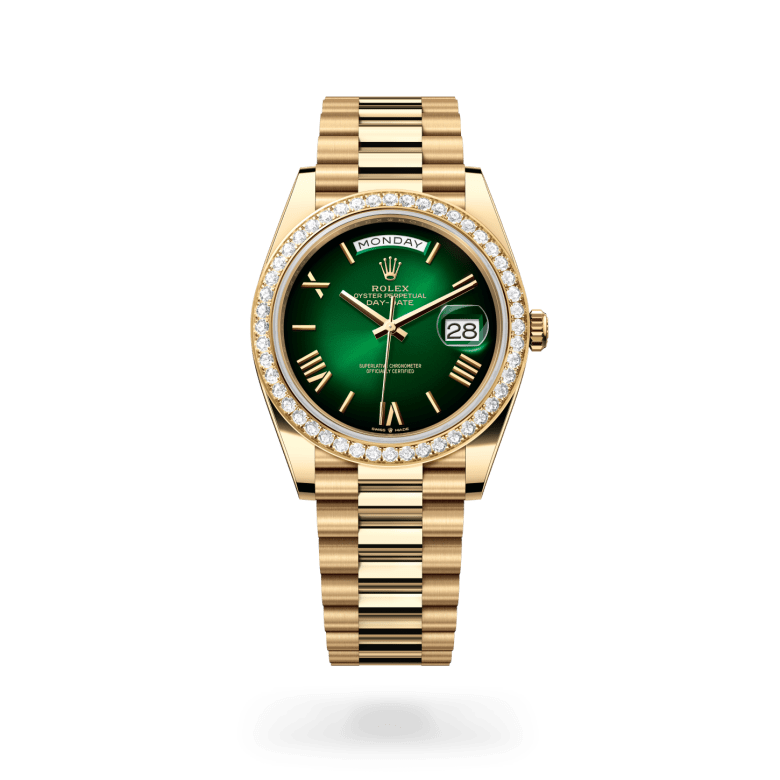 Rolex Day-Date 40 Oyster, 40 mm, sarı altın ve pırlanta M228348RBR-0045
