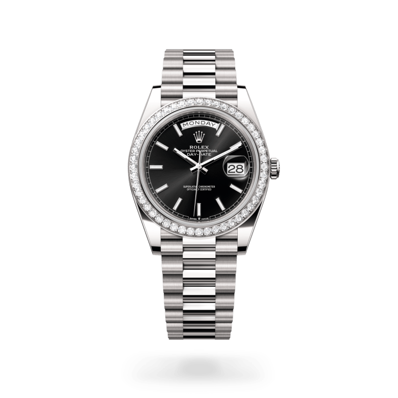 Rolex Day-Date 40 Oyster, 40 mm, beyaz altın ve pırlanta M228349RBR-0002