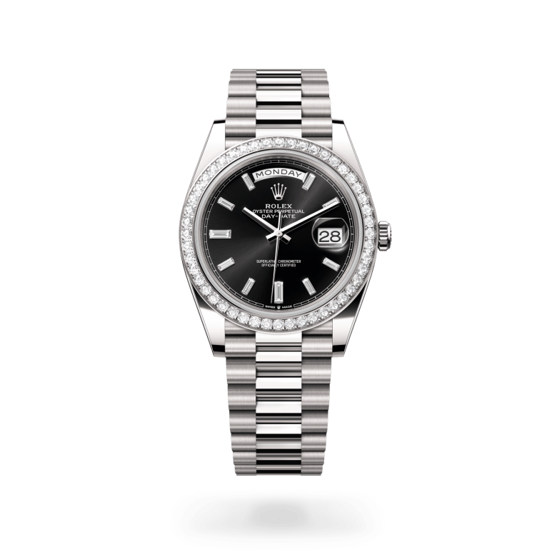 Rolex Day-Date 40 Oyster, 40 mm, beyaz altın ve pırlanta M228349RBR-0003