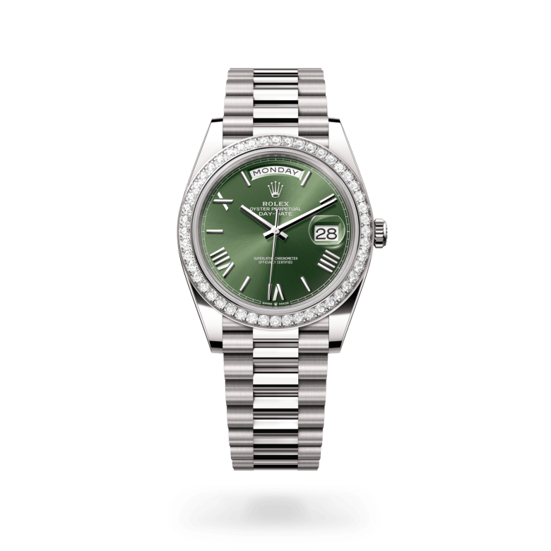 Rolex Day-Date 40 Oyster, 40 mm, beyaz altın ve pırlanta M228349RBR-0030