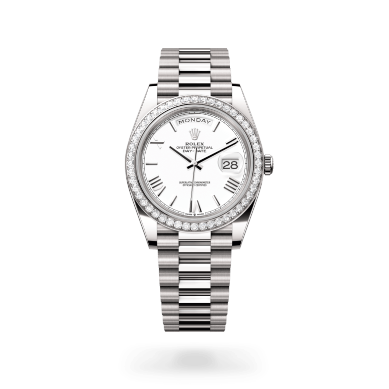 Rolex Day-Date 40 Oyster, 40 mm, beyaz altın ve pırlanta M228349RBR-0039