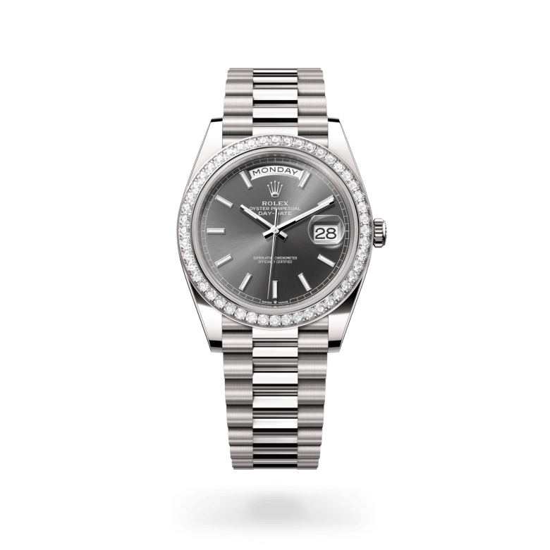 Rolex Day-Date 40 Oyster, 40 mm, beyaz altın ve pırlanta M228349RBR-0041
