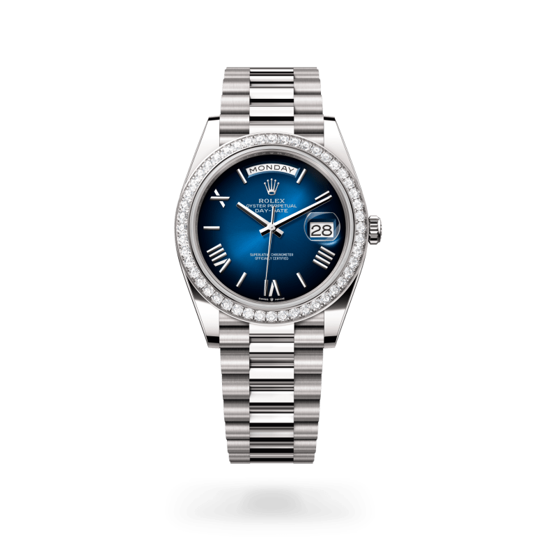 Rolex Day-Date 40 Oyster, 40 mm, beyaz altın ve pırlanta M228349RBR-0045