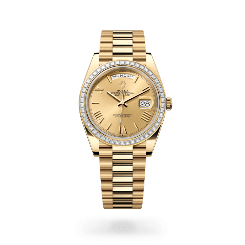 Rolex Day-Date 40 Oyster, 40 mm, sarı altın ve pırlanta M228398TBR-0003