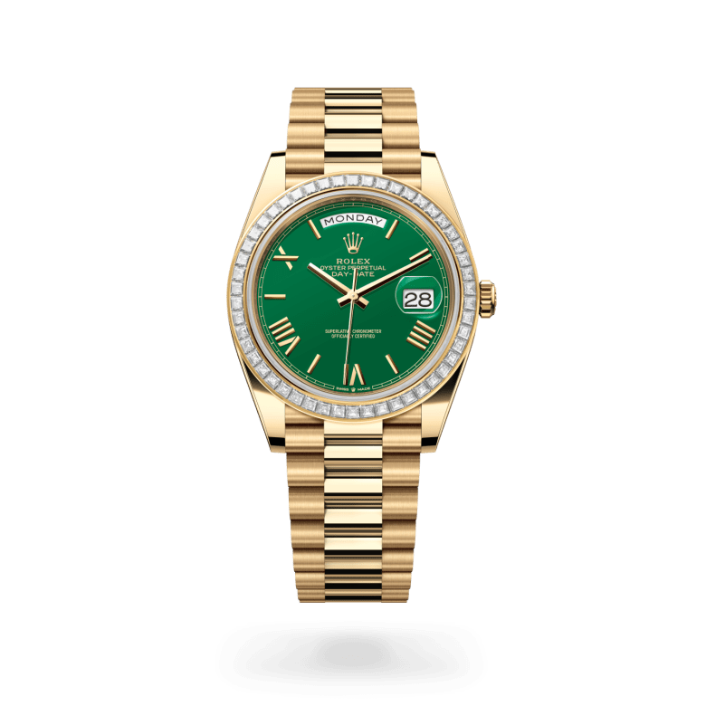 Rolex Day-Date 40 Oyster, 40 mm, sarı altın ve pırlanta M228398TBR-0039