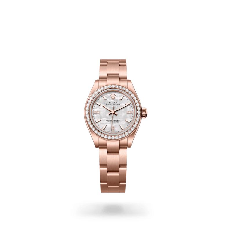 Rolex Oyster Perpetual 28 Oyster, 28 mm, Everose altın ve pırlanta M276245RBR-0001
