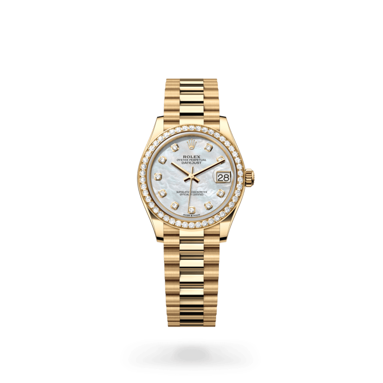 Rolex Datejust 31 Oyster, 31 mm, sarı altın ve pırlanta M278288RBR-0006