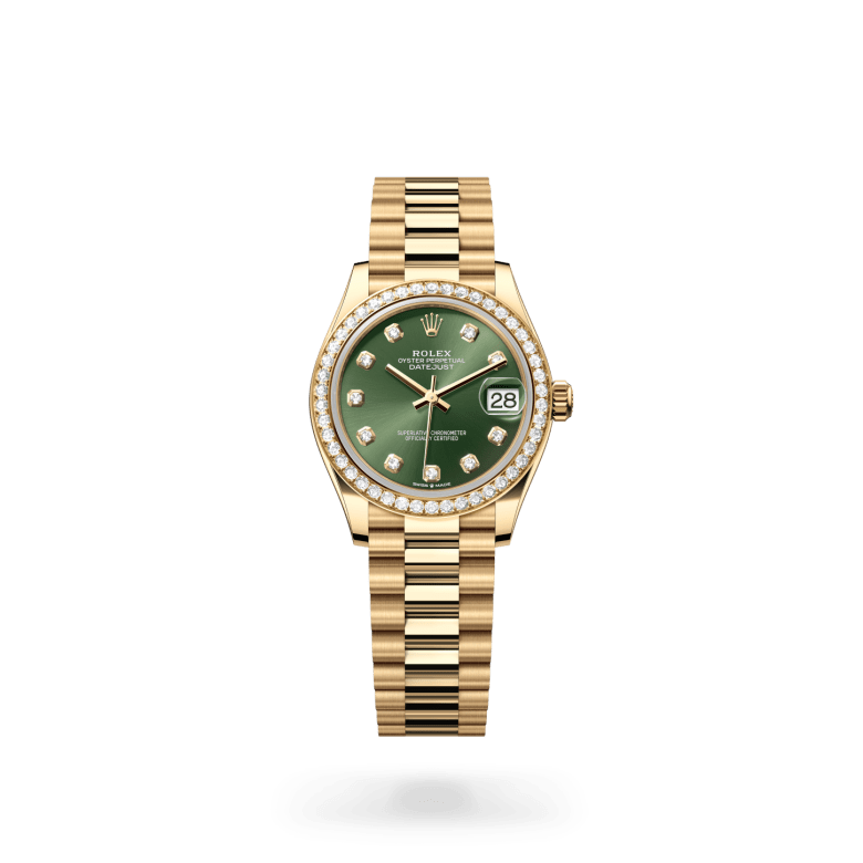 Rolex Datejust 31 Oyster, 31 mm, sarı altın ve pırlanta M278288RBR-0007