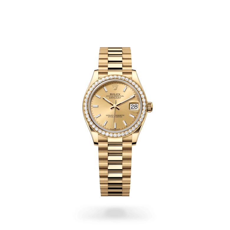 Rolex Datejust 31 Oyster, 31 mm, sarı altın ve pırlanta M278288RBR-0022