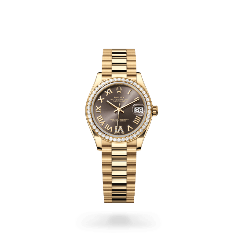 Rolex Datejust 31 Oyster, 31 mm, sarı altın ve pırlanta M278288RBR-0026