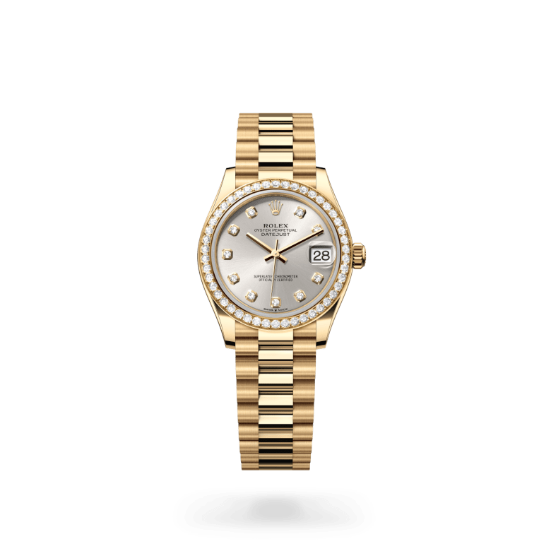 Rolex Datejust 31 Oyster, 31 mm, sarı altın ve pırlanta M278288RBR-0028