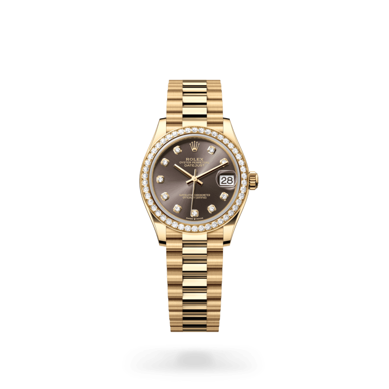 Rolex Datejust 31 Oyster, 31 mm, sarı altın ve pırlanta M278288RBR-0030