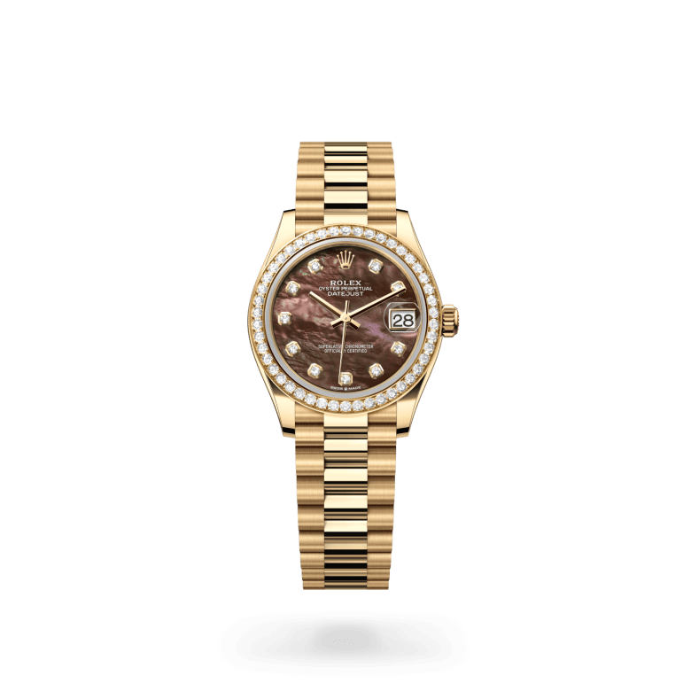 Rolex Datejust 31 Oyster, 31 mm, sarı altın ve pırlanta M278288RBR-0032