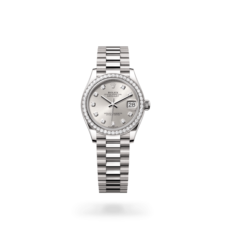 Rolex Datejust 31 Oyster, 31 mm, beyaz altın ve pırlanta M278289RBR-0021