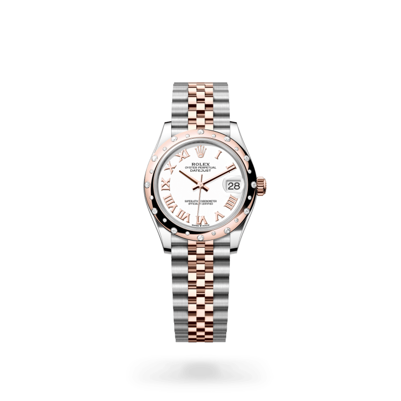 Rolex Datejust 31 Oyster, 31 mm, Oystersteel çelik, Everose altın ve pırlanta M278341RBR-0002