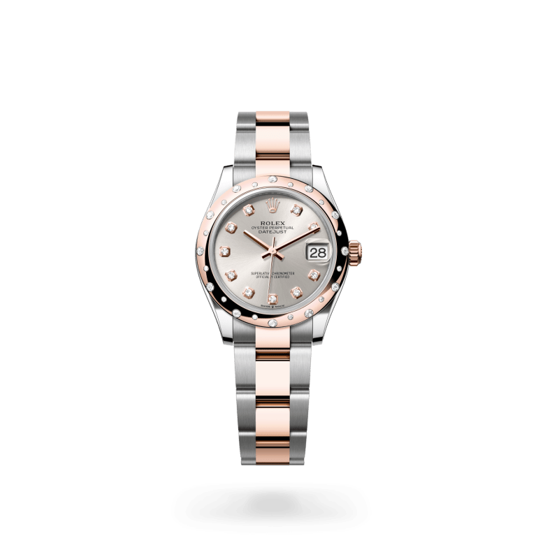 Rolex Datejust 31 Oyster, 31 mm, Oystersteel çelik, Everose altın ve pırlanta M278341RBR-0015