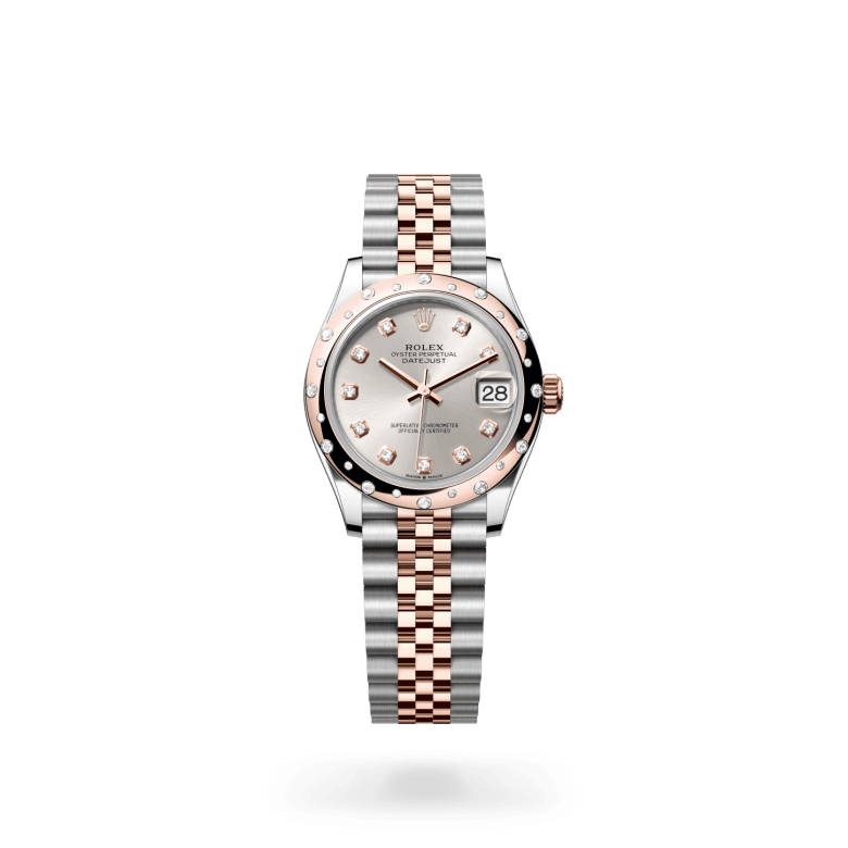 Rolex Datejust 31 Oyster, 31 mm, Oystersteel çelik, Everose altın ve pırlanta M278341RBR-0016