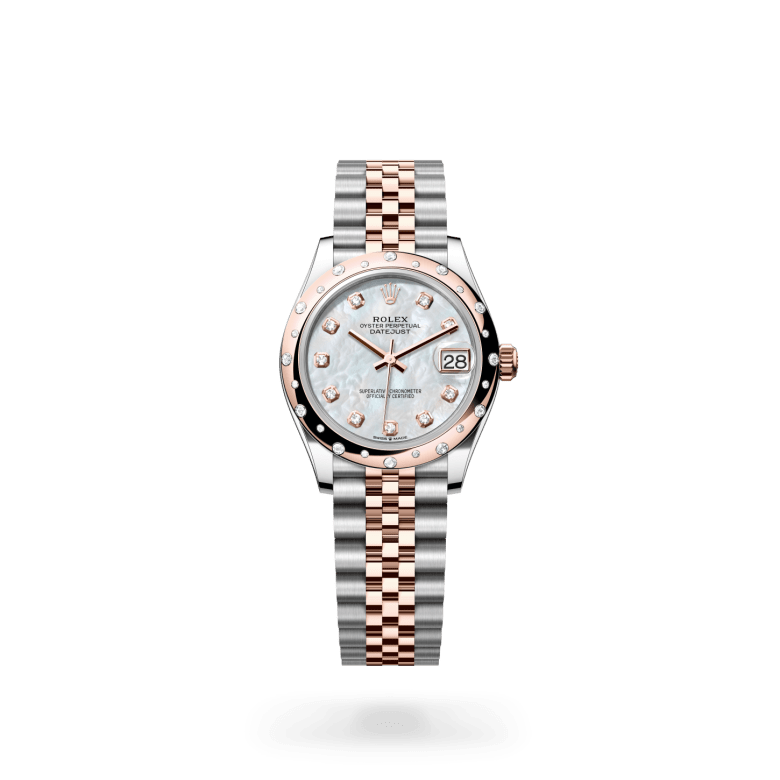 Rolex Datejust 31 Oyster, 31 mm, Oystersteel çelik, Everose altın ve pırlanta M278341RBR-0026