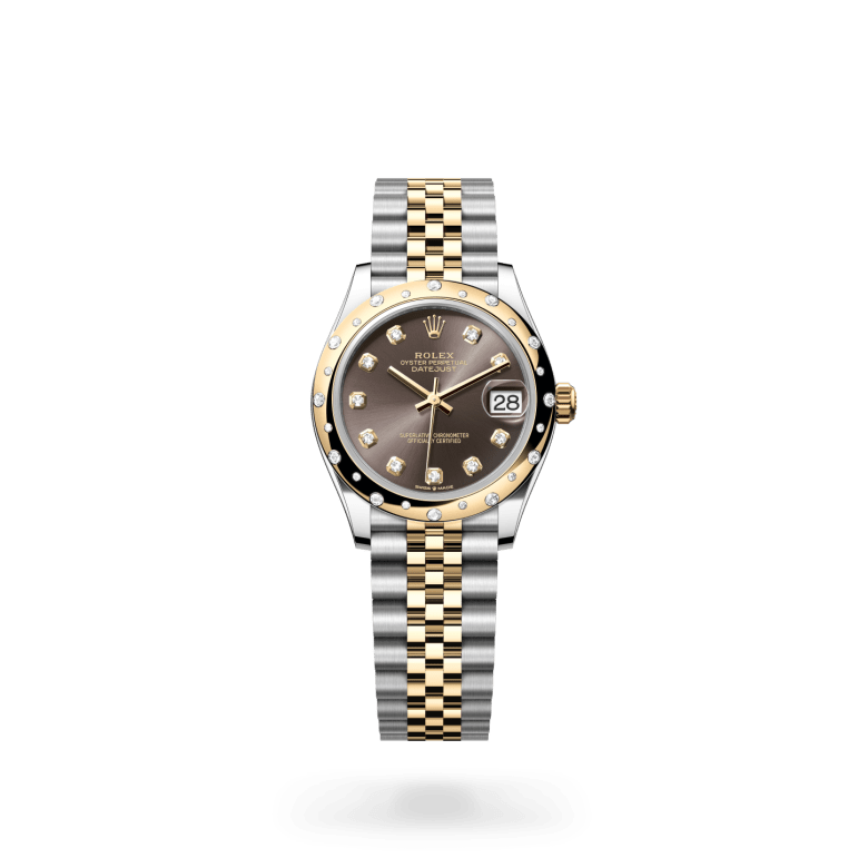Rolex Datejust 31 Oyster, 31 mm, Oystersteel çelik, sarı altın ve pırlanta M278343RBR-0022