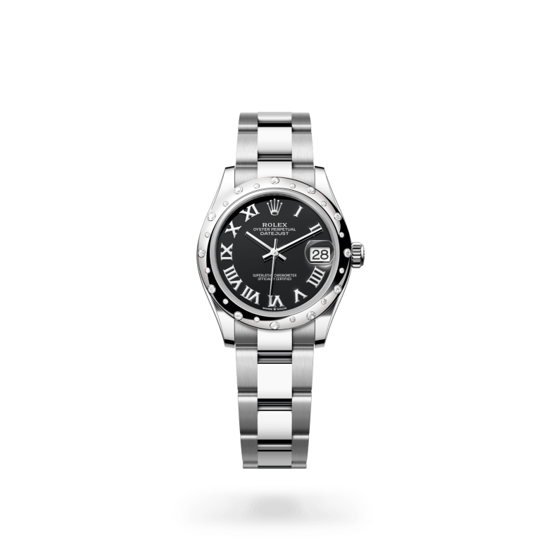 Rolex Datejust 31 Oyster, 31 mm, Oystersteel çelik, beyaz altın ve pırlanta M278344RBR-0001