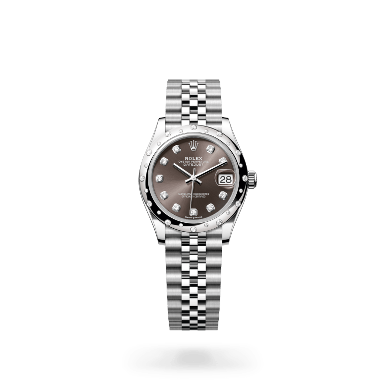 Rolex Datejust 31 Oyster, 31 mm, Oystersteel çelik, beyaz altın ve pırlanta M278344RBR-0008