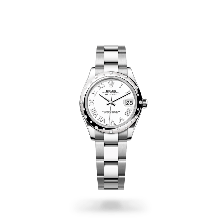 Rolex Datejust 31 Oyster, 31 mm, Oystersteel çelik, beyaz altın ve pırlanta M278344RBR-0011