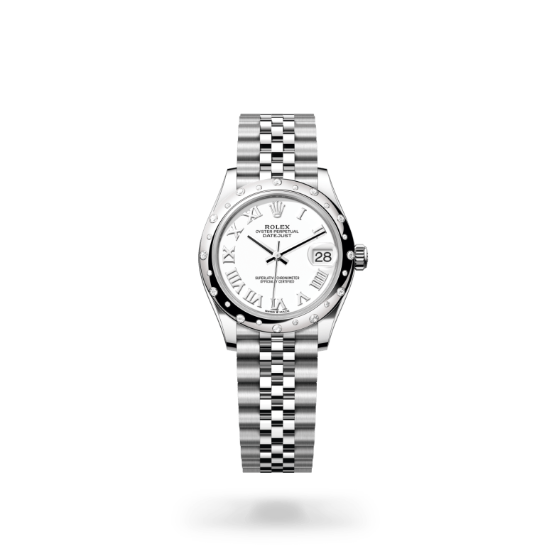 Rolex Datejust 31 Oyster, 31 mm, Oystersteel çelik, beyaz altın ve pırlanta M278344RBR-0012