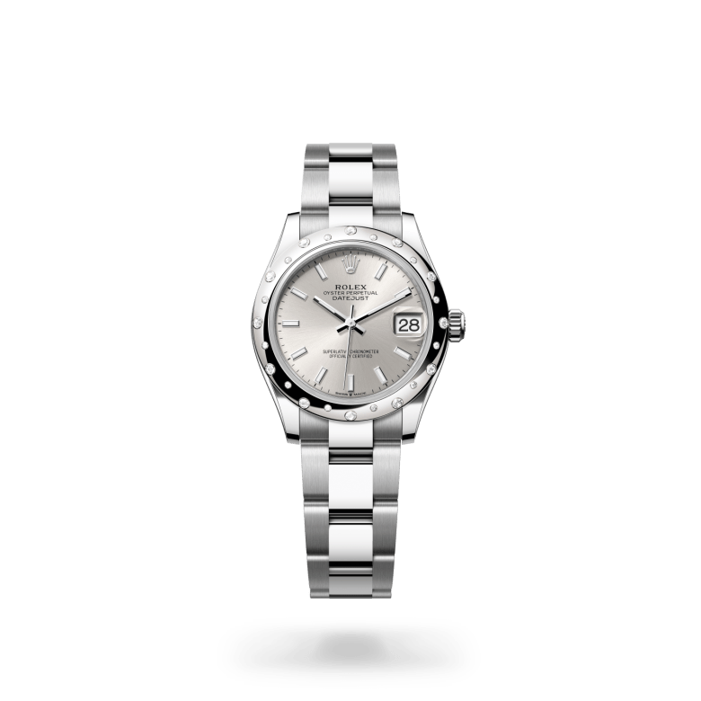 Rolex Datejust 31 Oyster, 31 mm, Oystersteel çelik, beyaz altın ve pırlanta M278344RBR-0013