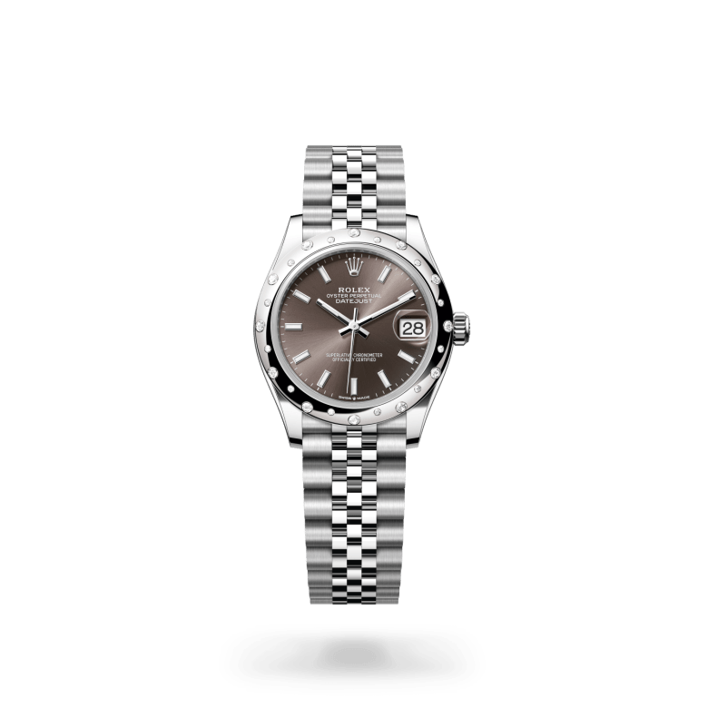 Rolex Datejust 31 Oyster, 31 mm, Oystersteel çelik, beyaz altın ve pırlanta M278344RBR-0018