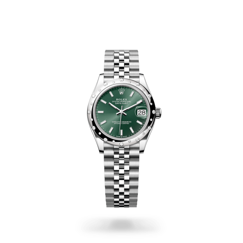 Rolex Datejust 31 Oyster, 31 mm, Oystersteel çelik, beyaz altın ve pırlanta M278344RBR-0020