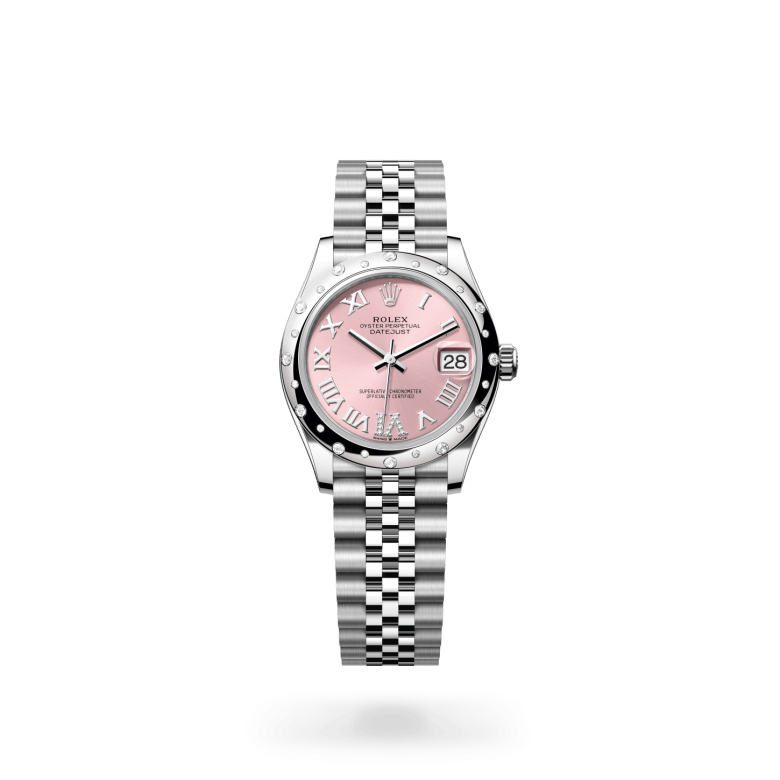 Rolex Datejust 31 Oyster, 31 mm, Oystersteel çelik, beyaz altın ve pırlanta M278344RBR-0026