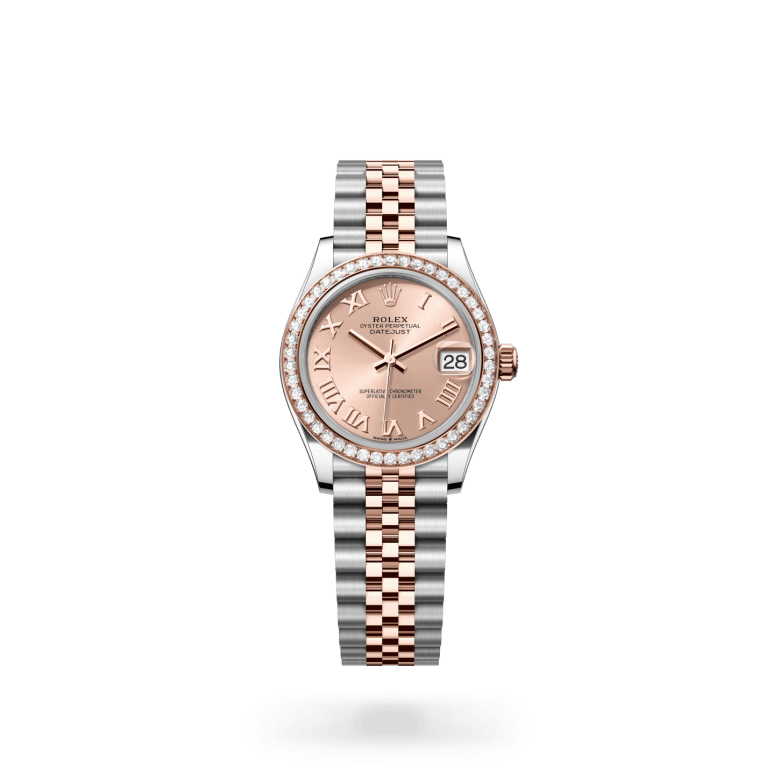 Rolex Datejust 31 Oyster, 31 mm, Oystersteel çelik, Everose altın ve pırlanta M278381RBR-0002