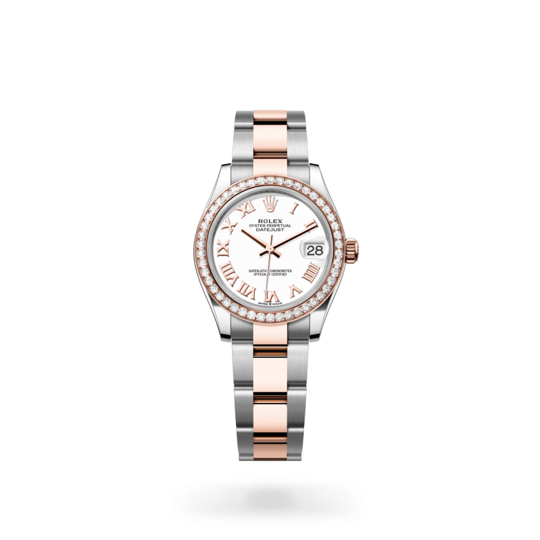Rolex Datejust 31 Oyster, 31 mm, Oystersteel çelik, Everose altın ve pırlanta M278381RBR-0003