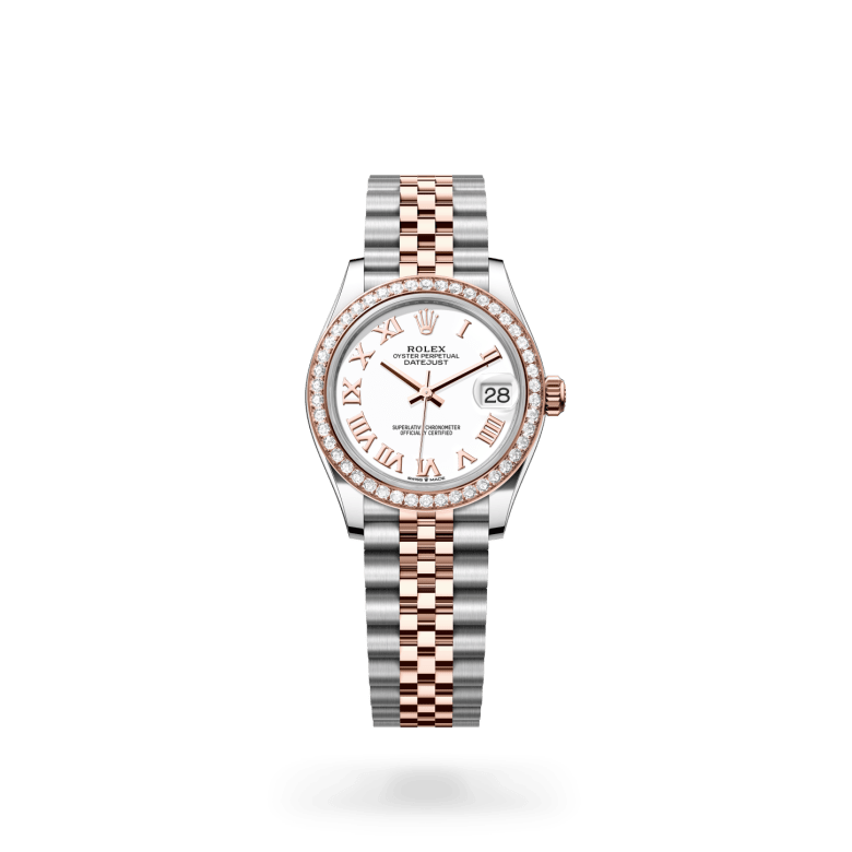 Rolex Datejust 31 Oyster, 31 mm, Oystersteel çelik, Everose altın ve pırlanta M278381RBR-0004