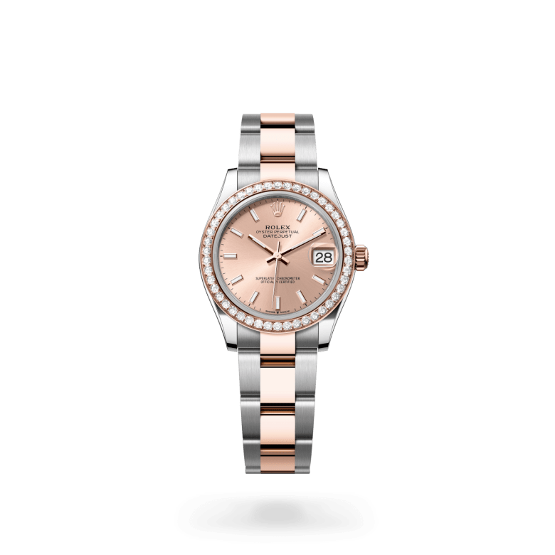 Rolex Datejust 31 Oyster, 31 mm, Oystersteel çelik, Everose altın ve pırlanta M278381RBR-0009