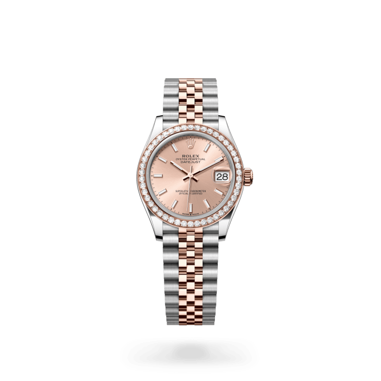 Rolex Datejust 31 Oyster, 31 mm, Oystersteel çelik, Everose altın ve pırlanta M278381RBR-0010