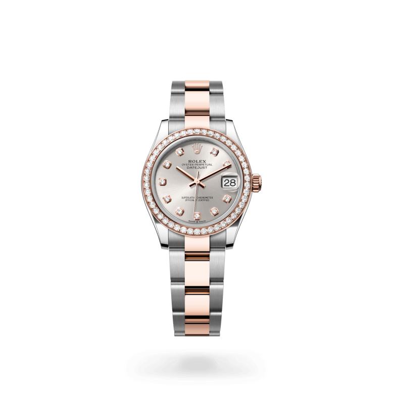Rolex Datejust 31 Oyster, 31 mm, Oystersteel çelik, Everose altın ve pırlanta M278381RBR-0015