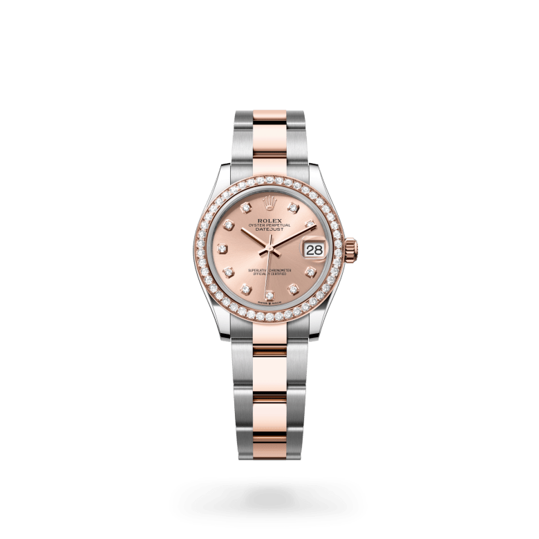 Rolex Datejust 31 Oyster, 31 mm, Oystersteel çelik, Everose altın ve pırlanta M278381RBR-0023