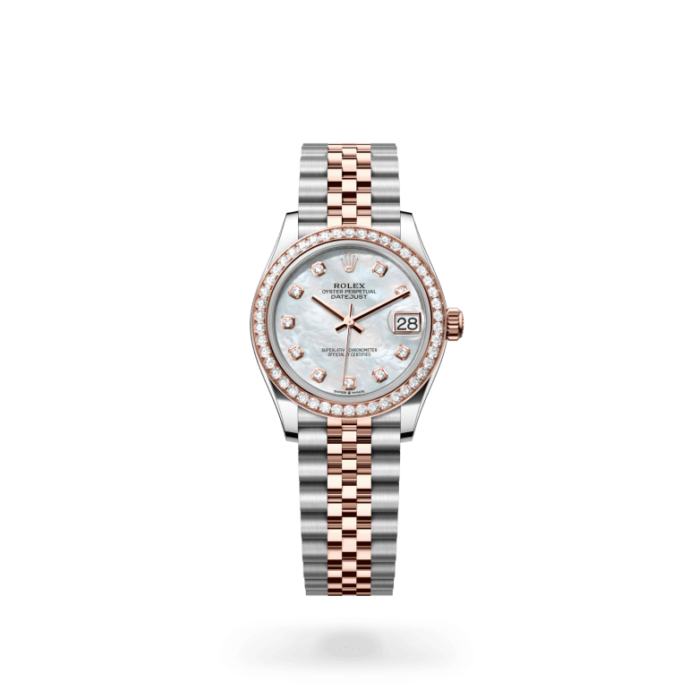 Rolex Datejust 31 Oyster, 31 mm, Oystersteel çelik, Everose altın ve pırlanta M278381RBR-0026