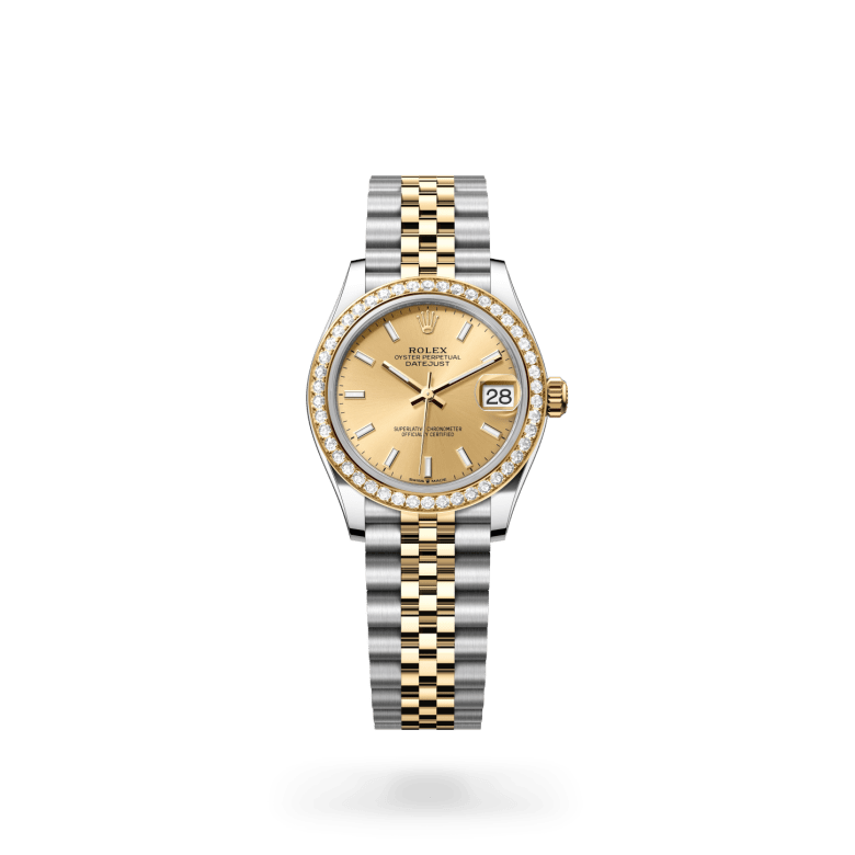 Rolex Datejust 31 Oyster, 31 mm, Oystersteel çelik, sarı altın ve pırlanta M278383RBR-0014