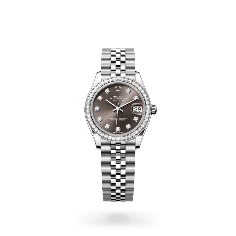 Rolex Datejust 31 Oyster, 31 mm, Oystersteel çelik, beyaz altın ve pırlanta M278384RBR-0010