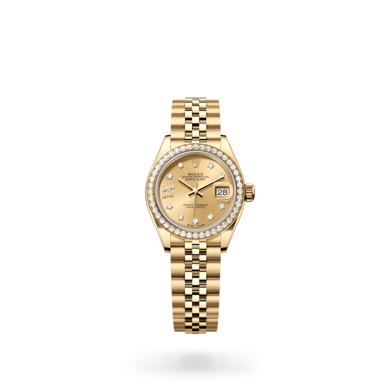 Rolex Lady-Datejust Oyster, 28 mm, sarı altın ve pırlanta M279138RBR-0007