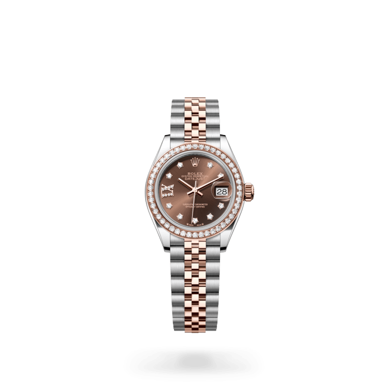 Rolex Lady-Datejust Oyster, 28 mm, Oystersteel çelik, Everose altın ve pırlanta M279381RBR-0003