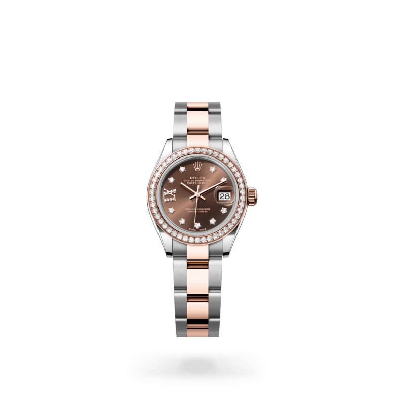 Rolex Lady-Datejust Oyster, 28 mm, Oystersteel çelik, Everose altın ve pırlanta M279381RBR-0004