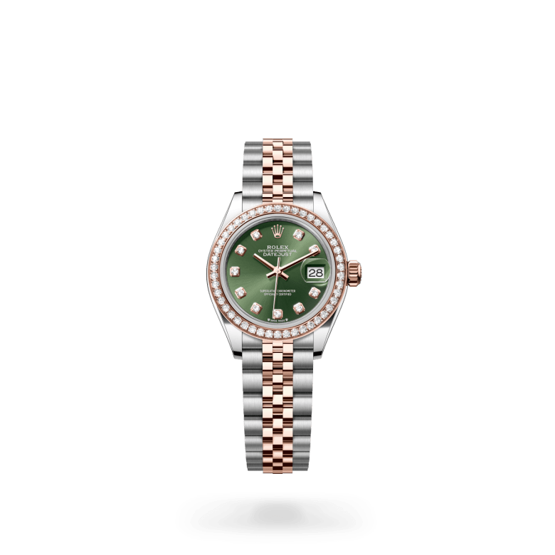 Rolex Lady-Datejust Oyster, 28 mm, Oystersteel çelik, Everose altın ve pırlanta M279381RBR-0007