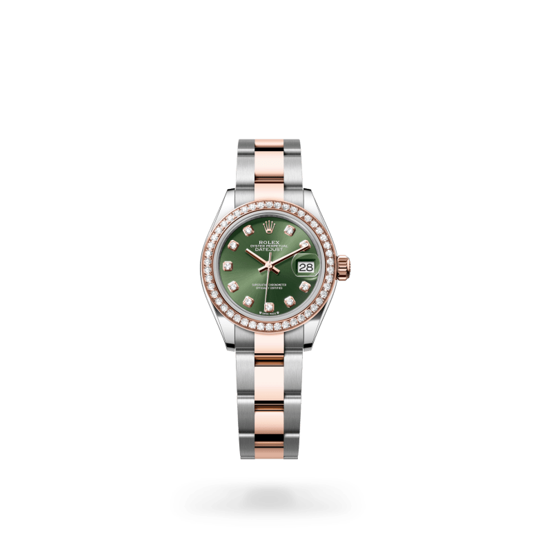 Rolex Lady-Datejust Oyster, 28 mm, Oystersteel çelik, Everose altın ve pırlanta M279381RBR-0008