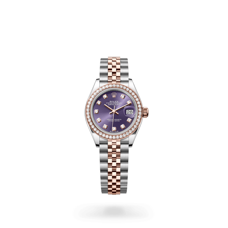 Rolex Lady-Datejust Oyster, 28 mm, Oystersteel çelik, Everose altın ve pırlanta M279381RBR-0015