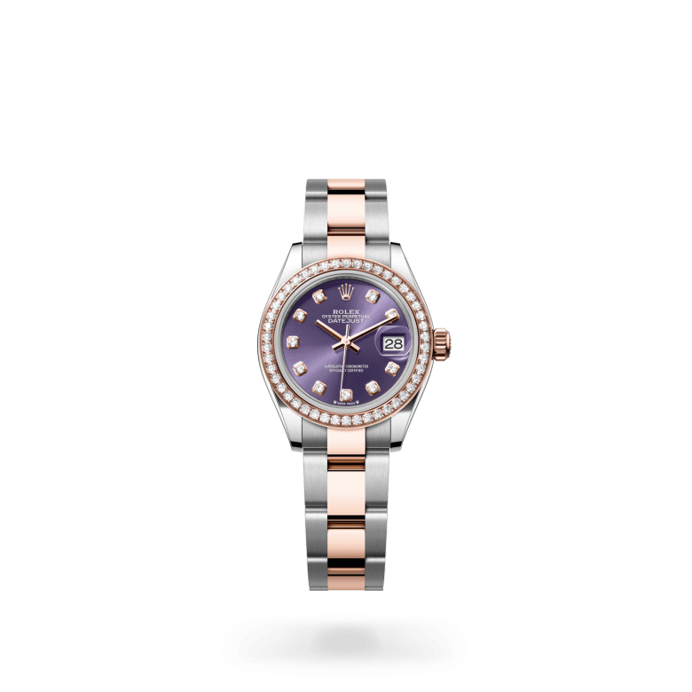 Rolex Lady-Datejust Oyster, 28 mm, Oystersteel çelik, Everose altın ve pırlanta M279381RBR-0016