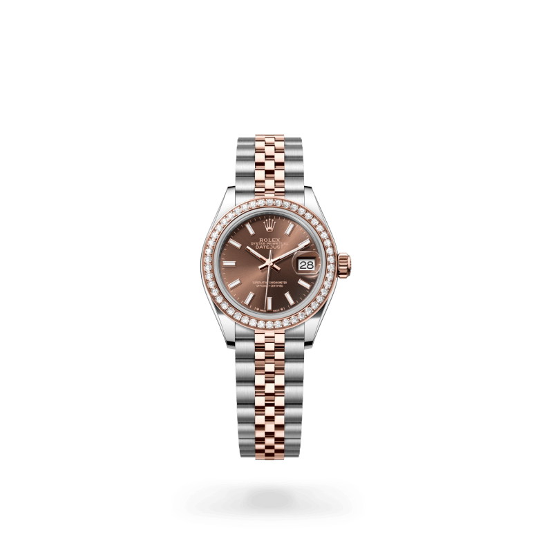 Rolex Lady-Datejust Oyster, 28 mm, Oystersteel çelik, Everose altın ve pırlanta M279381RBR-0017