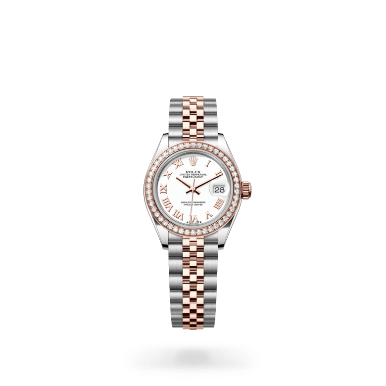 Rolex Lady-Datejust Oyster, 28 mm, Oystersteel çelik, Everose altın ve pırlanta M279381RBR-0021